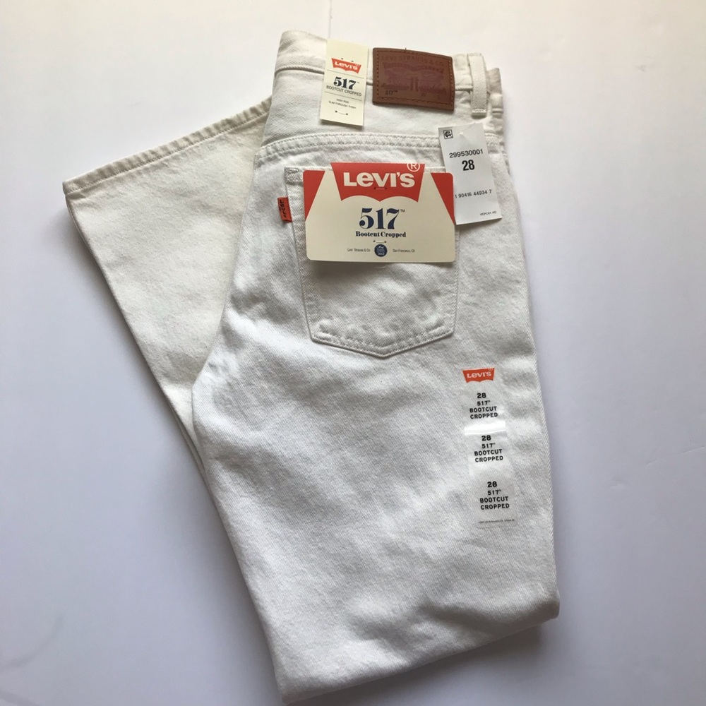 Levi’s Orange Tab 517 Cropped Bootcut White Denim - Picture 6 of 6